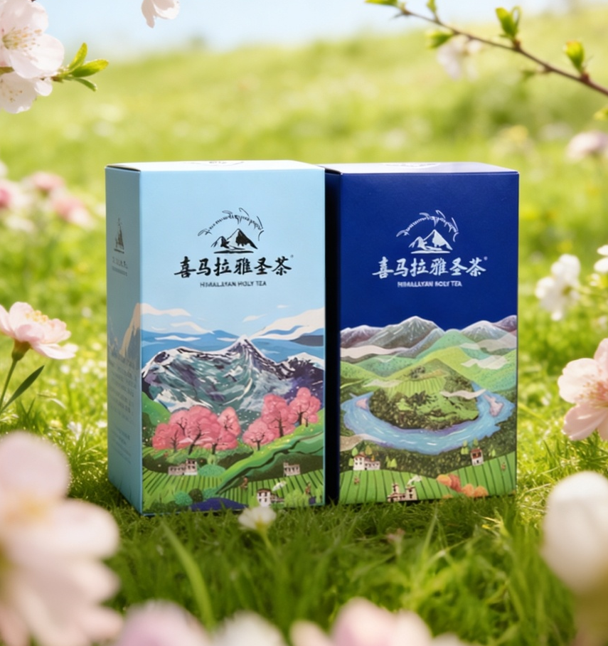 red tea, green tea, springtime tea, front side